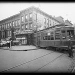 A streetcar jumps the tracks on Nostrand and Putnam, 1931